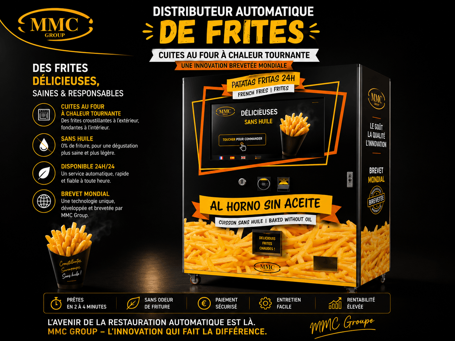 Oven-baked fries vending machine without oil by MMC Group, a Jean Marc Fumey project